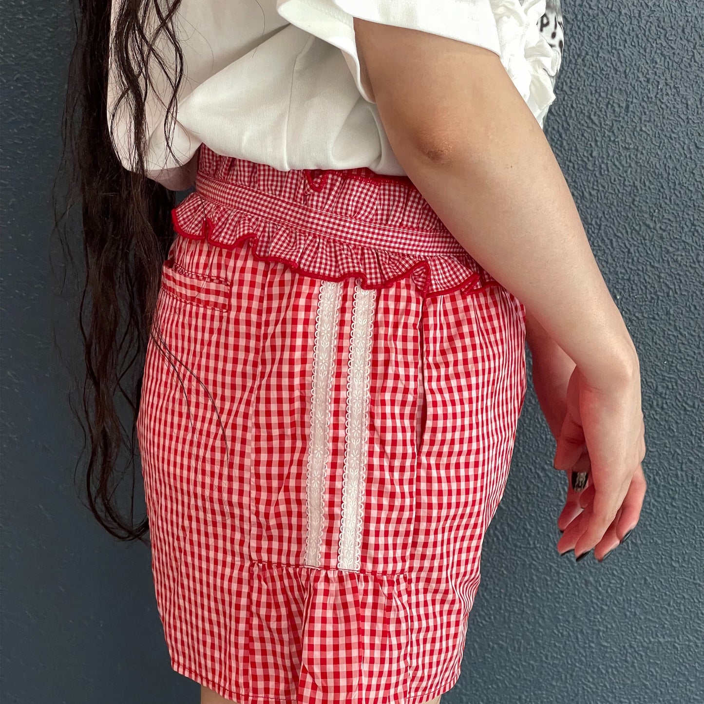 Ruffled Button Belt / Red / ラッフルボタンベルト