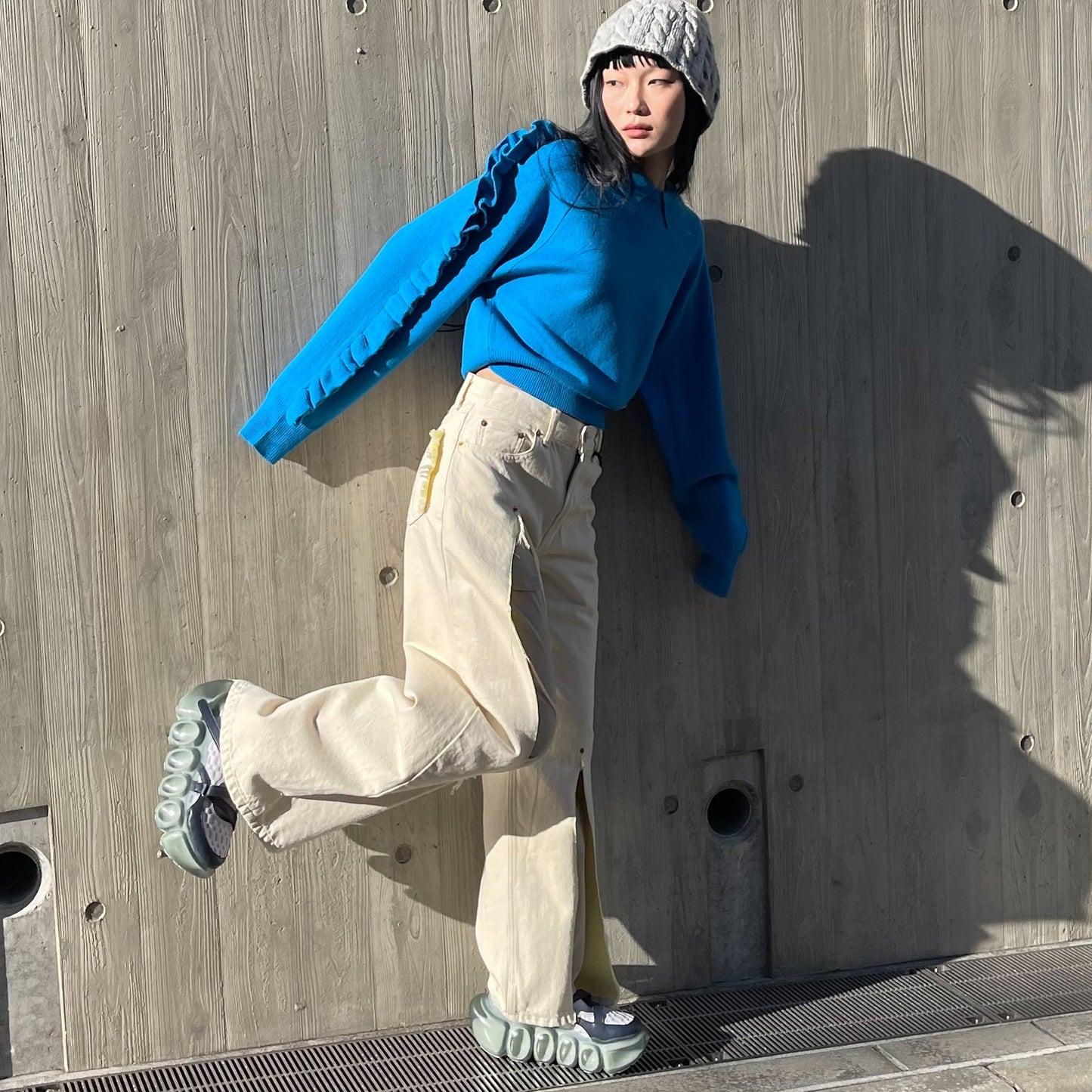 LAYERED RIPPED JEANS / LEMON / スリットジーンズ