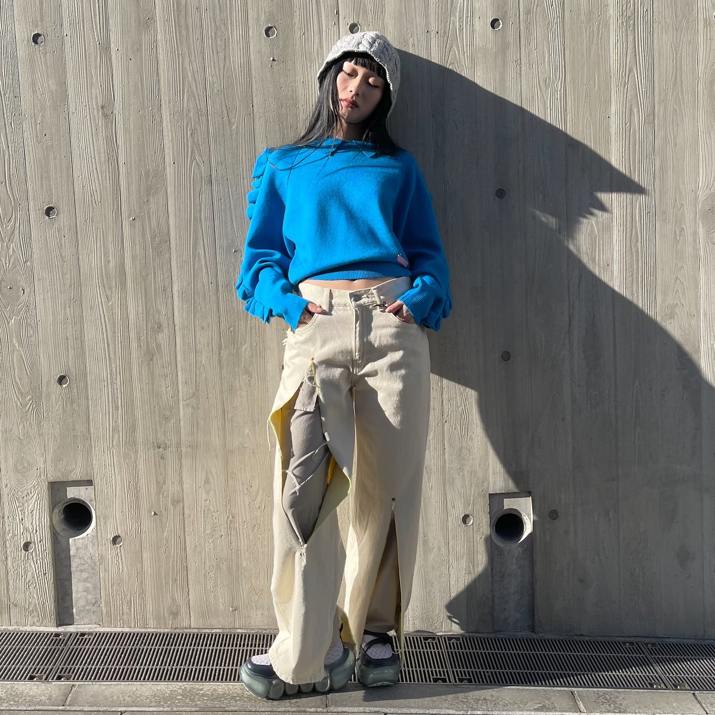 LAYERED RIPPED JEANS / LEMON / スリットジーンズ