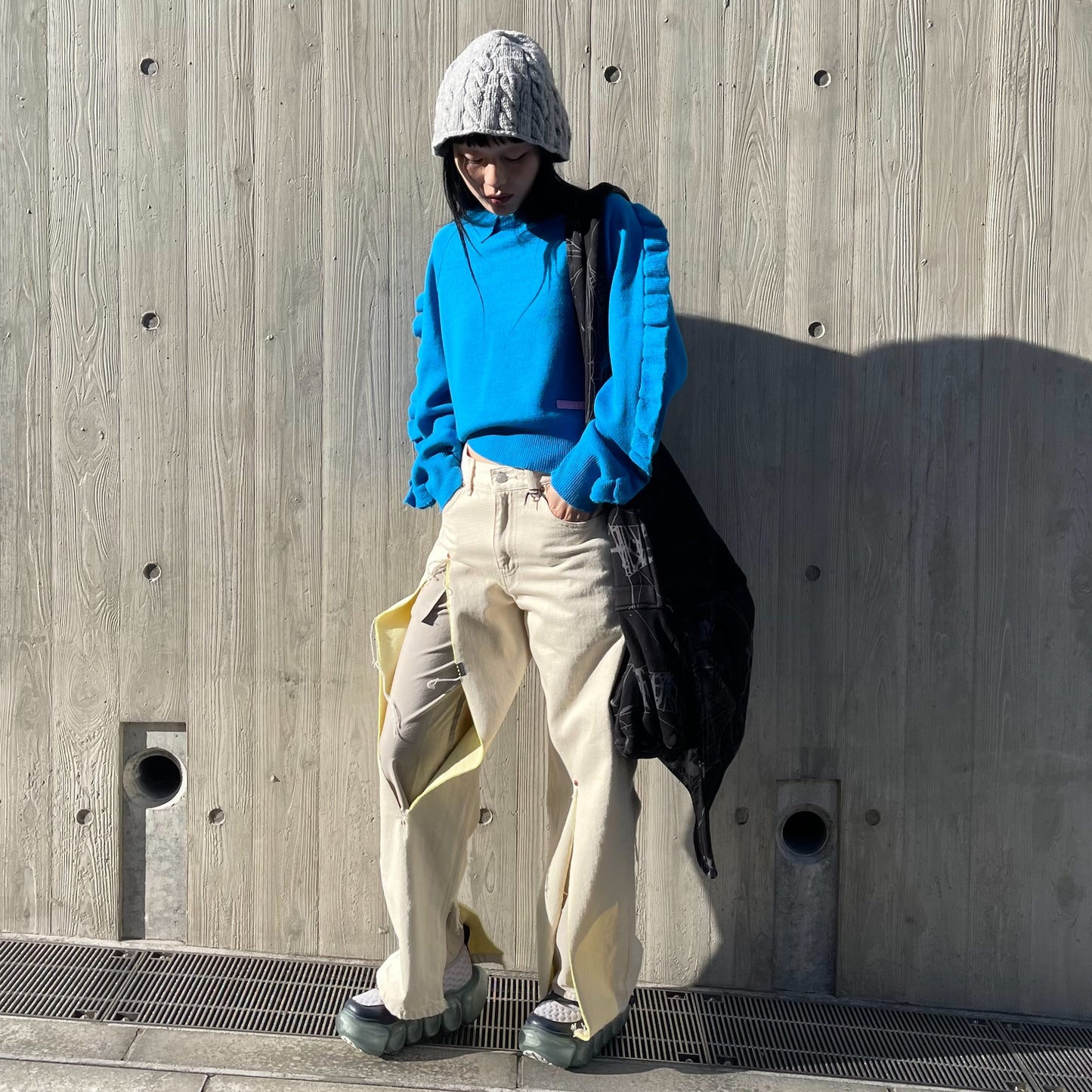 LAYERED RIPPED JEANS / LEMON / スリットジーンズ