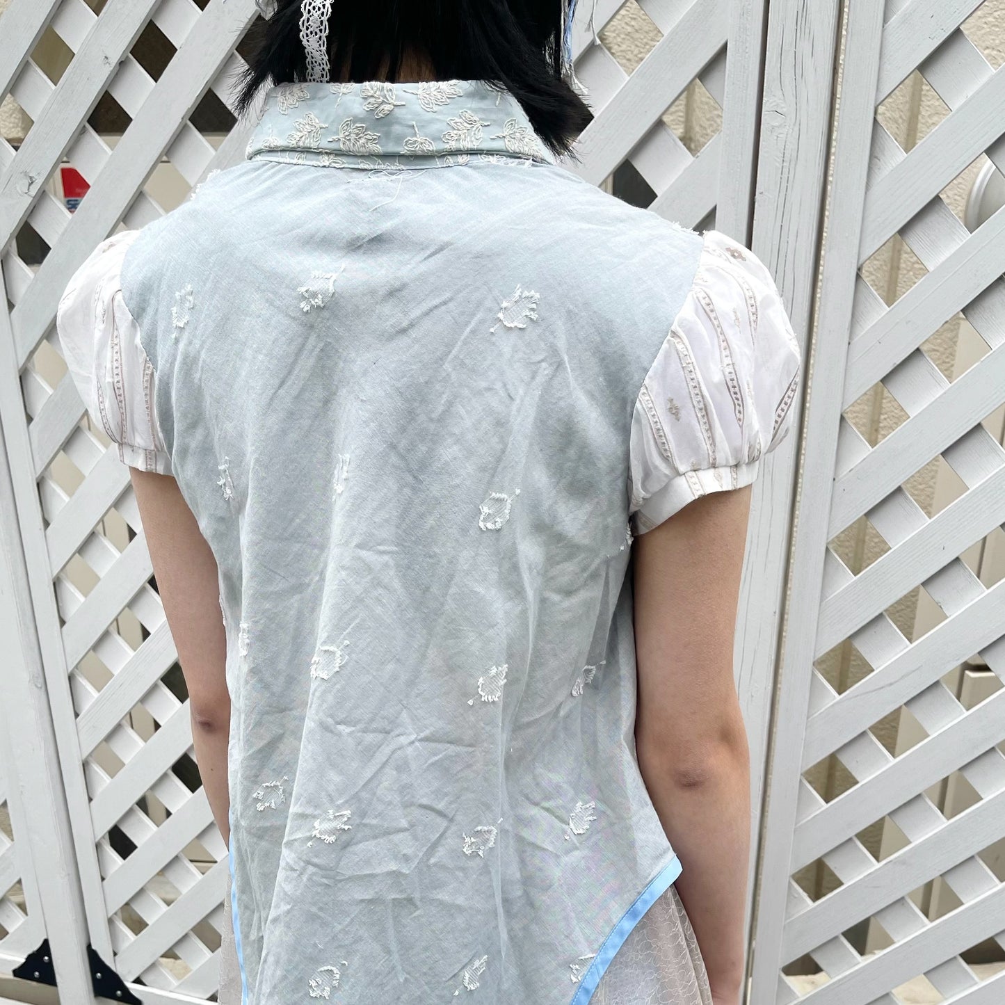 Curve shirt / White × Blue / カーブシャツ