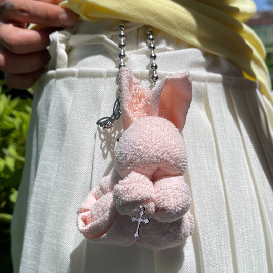 【SHEEP SOUVENIR】towel creature key chain / rabbit / pale pink / タオルキーチェーン