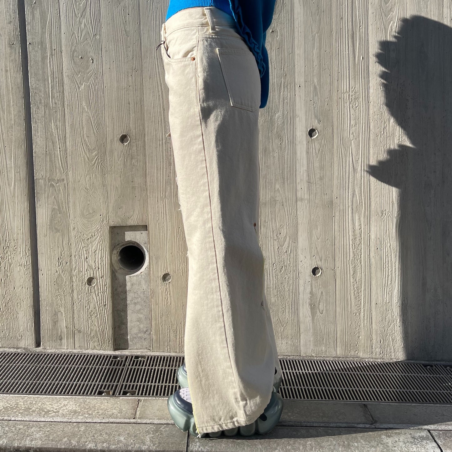 LAYERED RIPPED JEANS / LEMON / スリットジーンズ