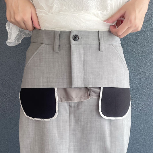 Rita Skirt / Light Gray / カットオフベルトスカート