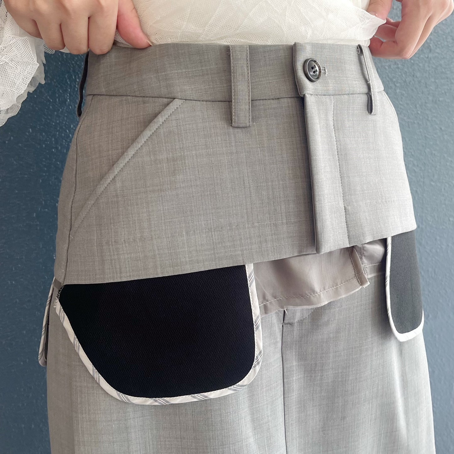 Rita Skirt / Light Gray / カットオフベルトスカート