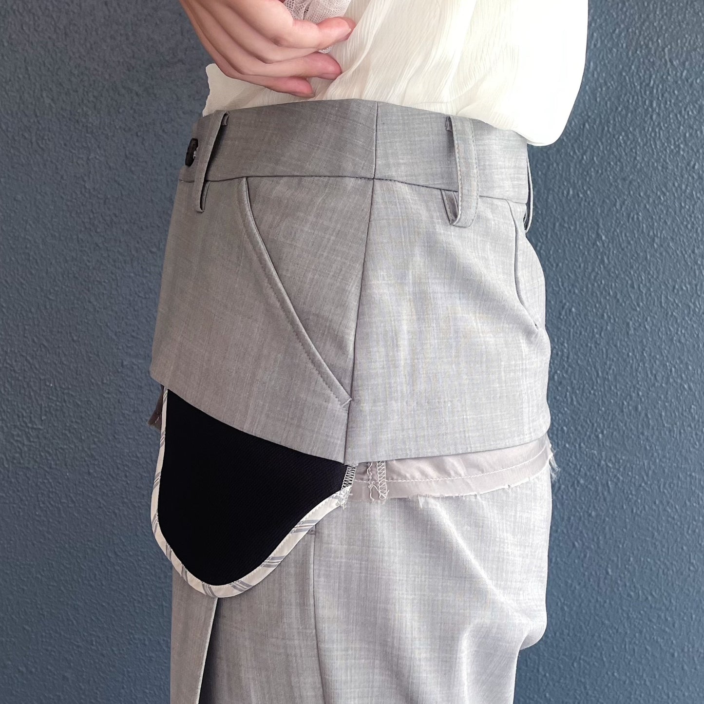Rita Skirt / Light Gray / カットオフベルトスカート