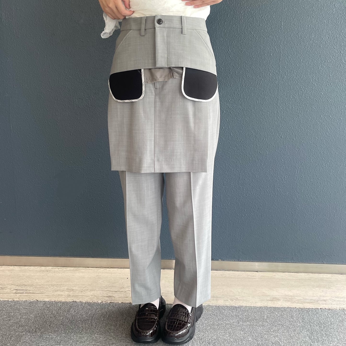 Rita Skirt / Light Gray / カットオフベルトスカート