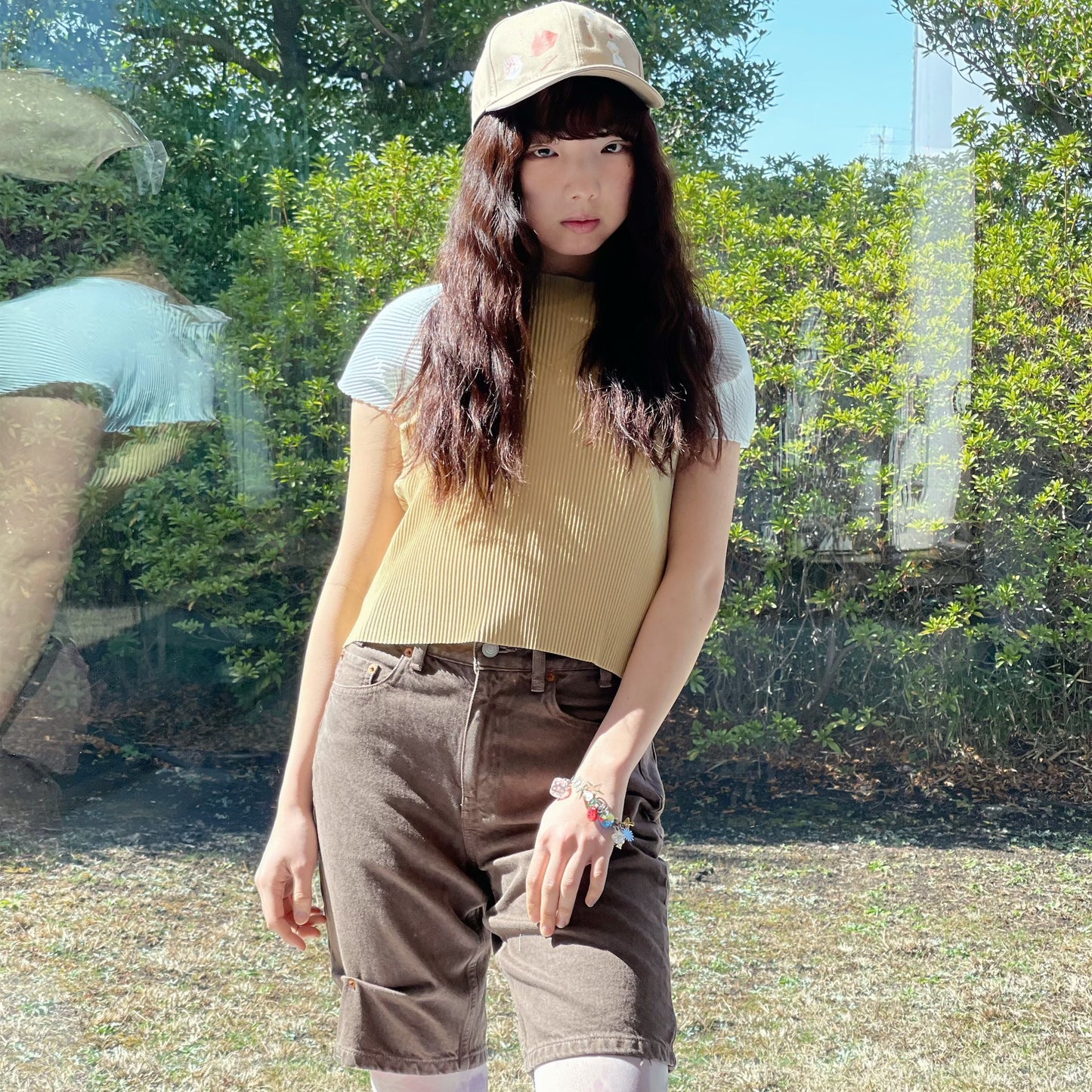 LOOSE ROLLED-UP HALF PANTS / BROWN / ルーズロールアップハーフパン