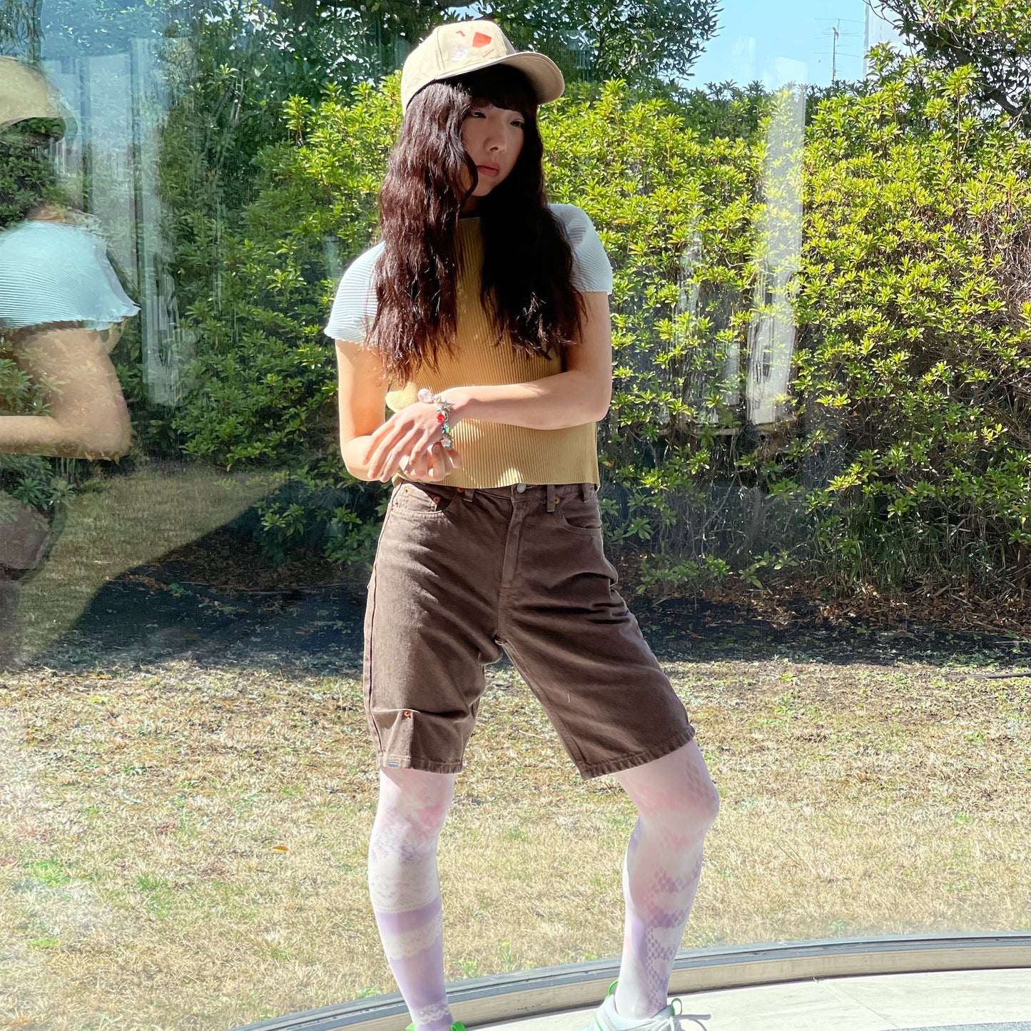 LOOSE ROLLED-UP HALF PANTS / BROWN / ルーズロールアップハーフパン