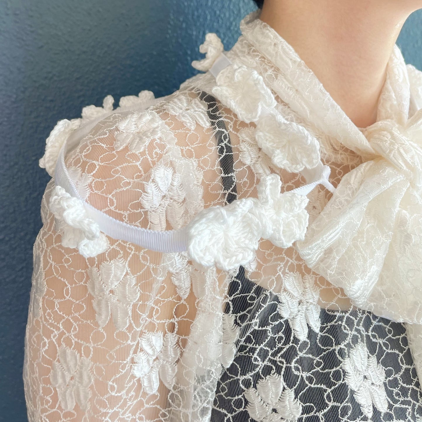 Flower Crochet Collar / White / かぎ編みつけ襟