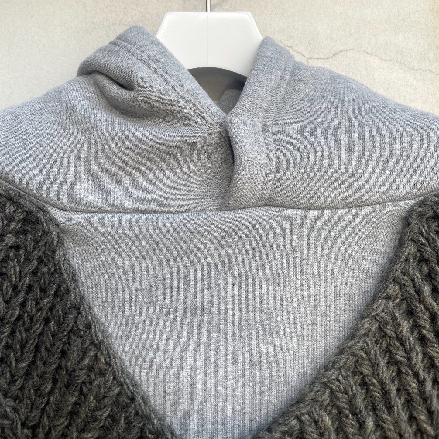 Uncle knit mix foodie / GRAY × BROWN / 裏毛ニットドッキングフーディー