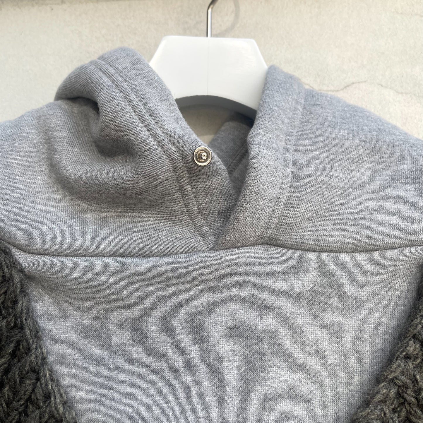 Uncle knit mix foodie / GRAY × BROWN / 裏毛ニットドッキングフーディー