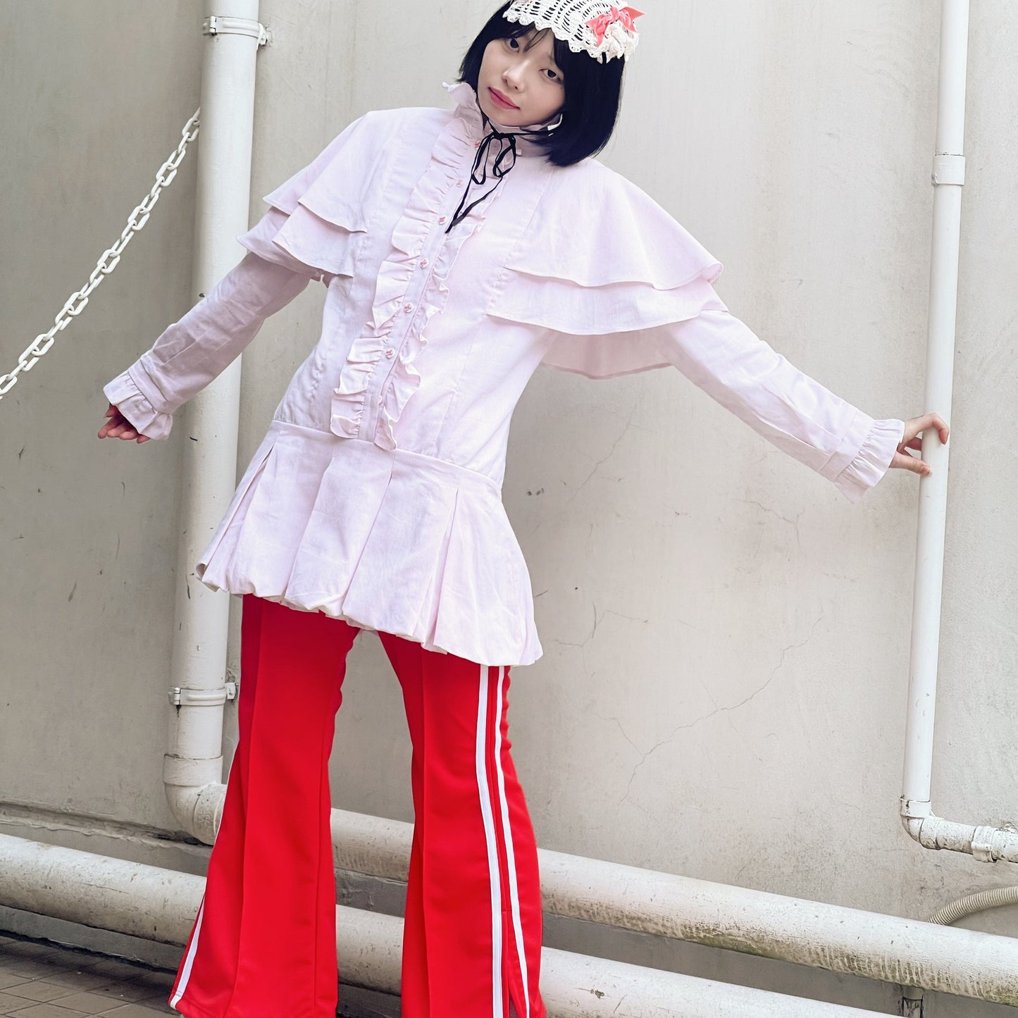 Her track pants / red × white / トラックパンツ