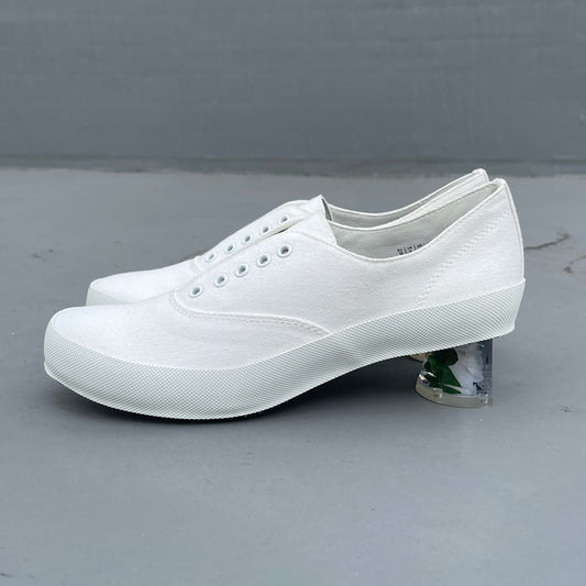 SLIP ON HEELS / WHITE / フラワーヒールスリッポン