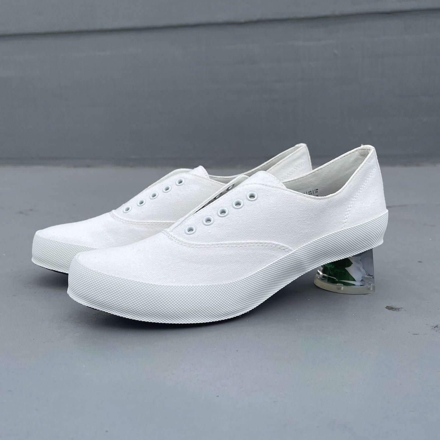 SLIP ON HEELS / WHITE / フラワーヒールスリッポン