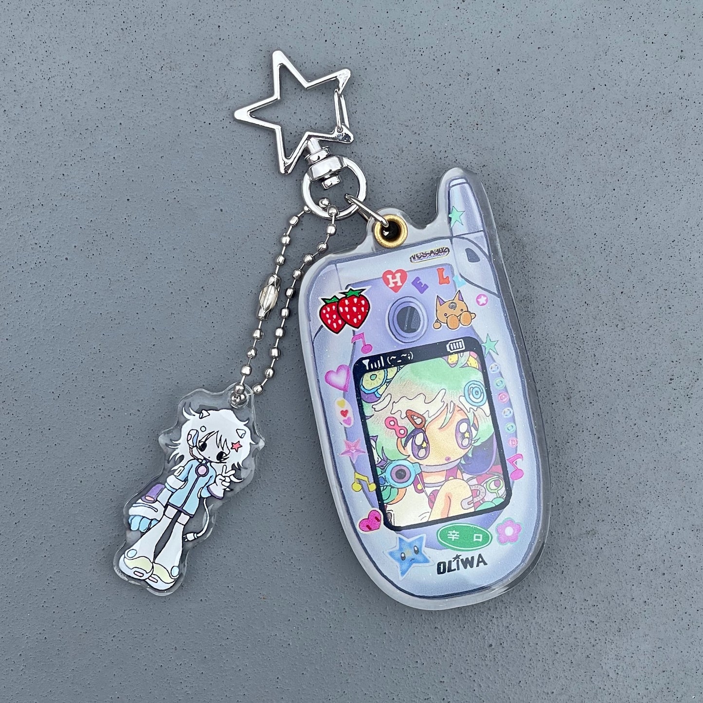 【oliwa】Mini mobile phone keyring / キーリング