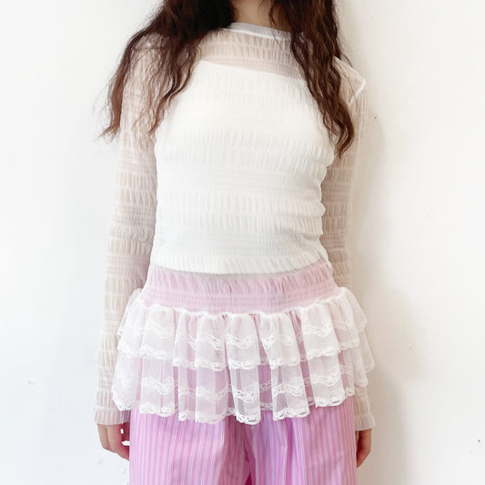 Lace tulle Tee / White / レースチュールトップ