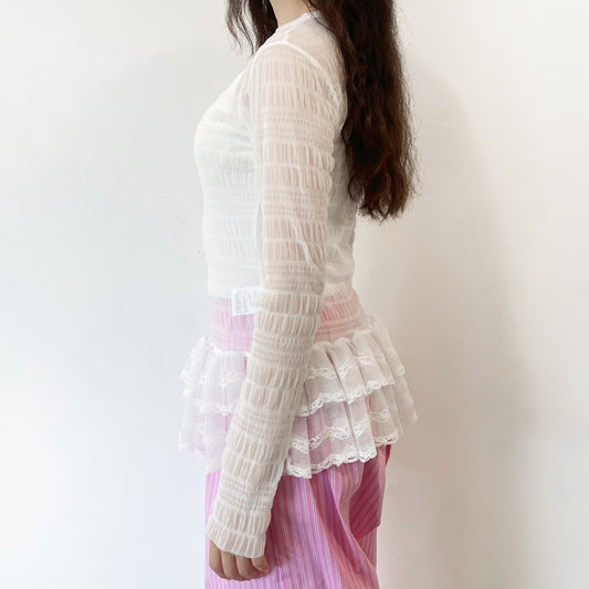 Lace tulle Tee / White / レースチュールトップ
