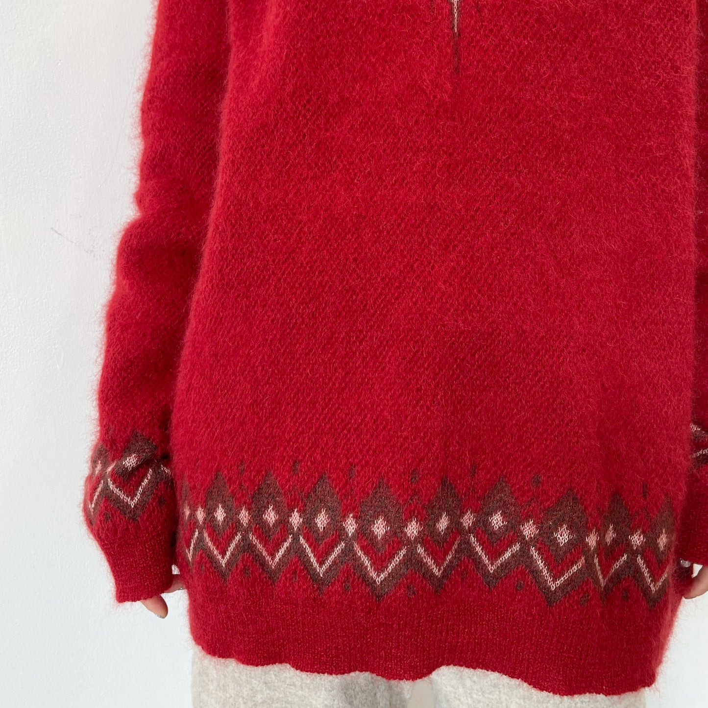 star neck jacquard sweater / red / スターネックジャガードセーター