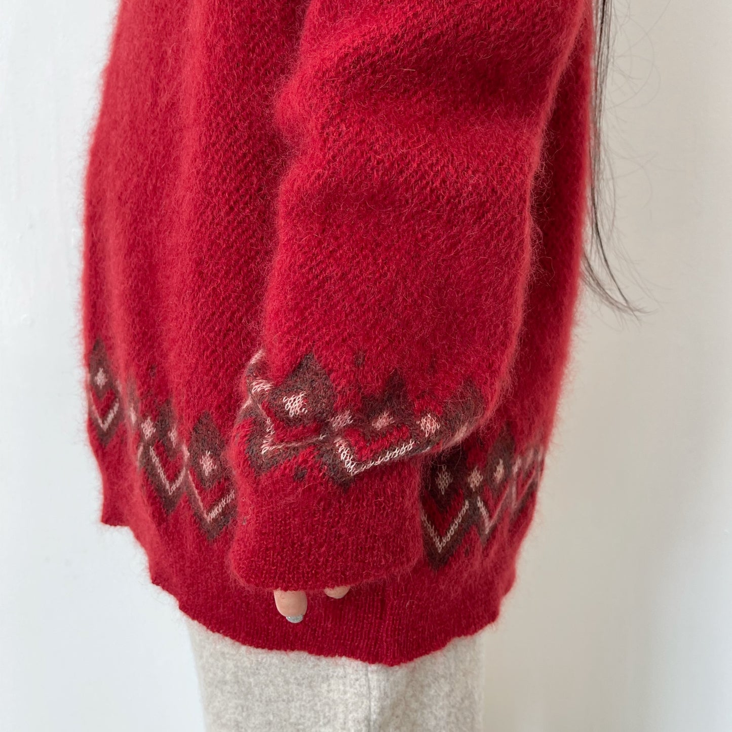 star neck jacquard sweater / red / スターネックジャガードセーター