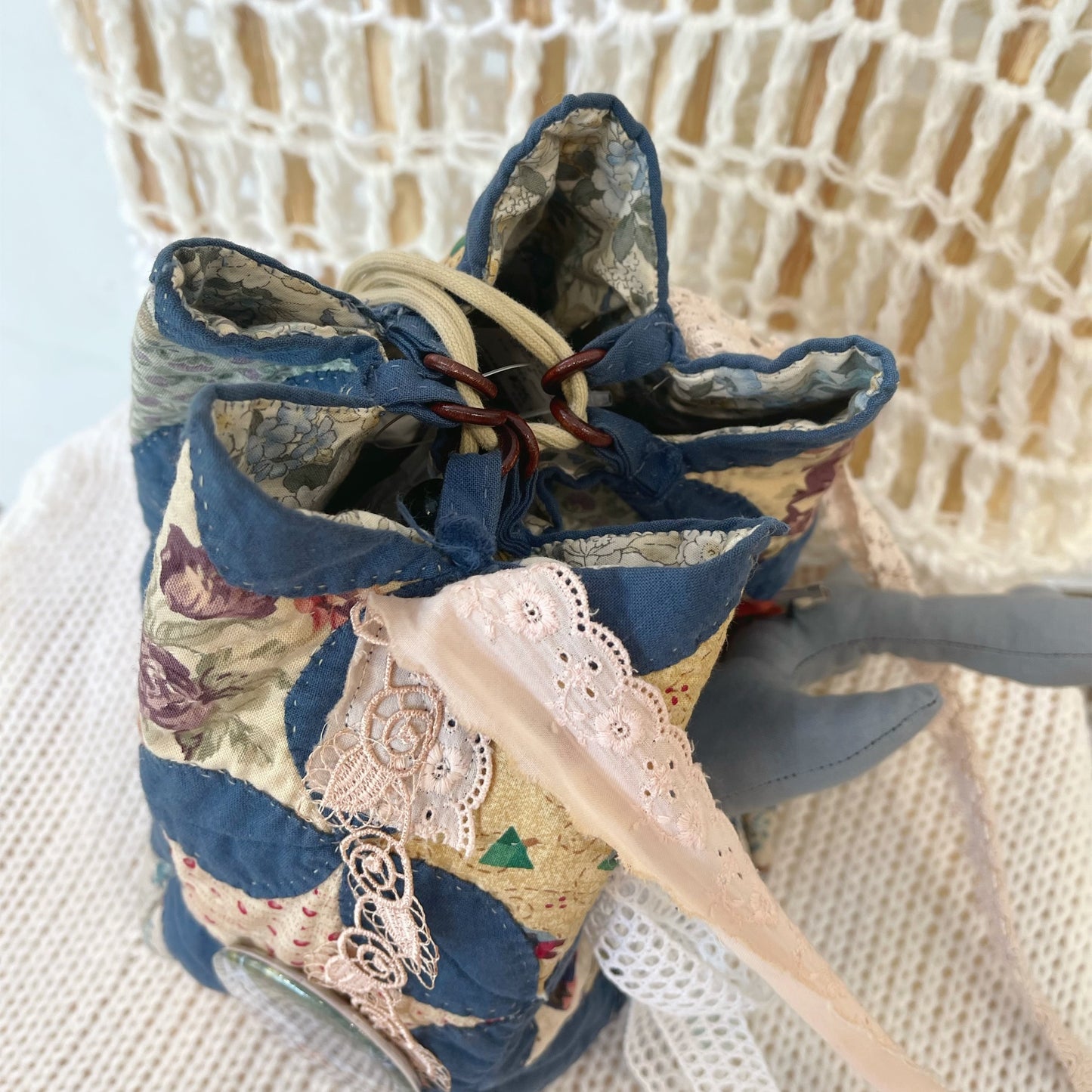 Patch work Bag+ / Blue / パッチワークポーチバッグ