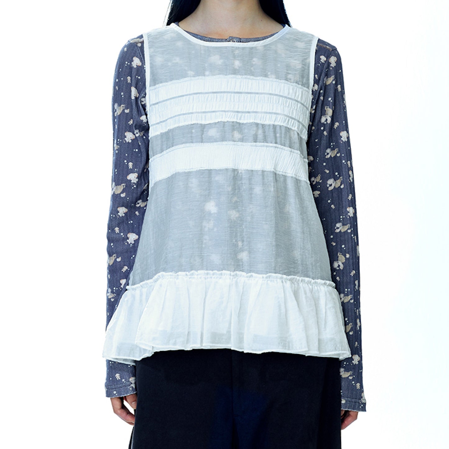SHEER LAYERED SLEEVELESSS / WHITE / シアーレイヤードタンクトップ