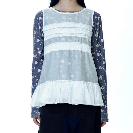 SHEER LAYERED SLEEVELESSS / WHITE / シアーレイヤードタンクトップ
