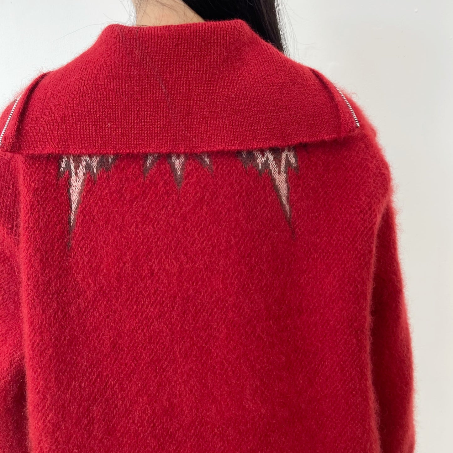 star neck jacquard sweater / red / スターネックジャガードセーター