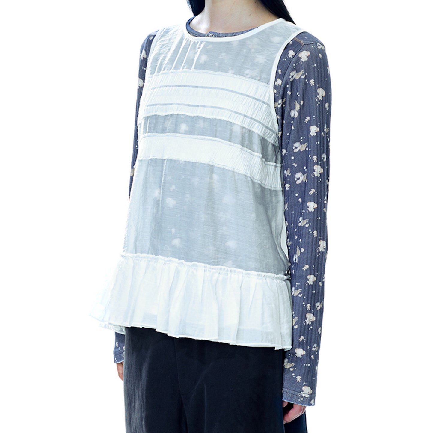 SHEER LAYERED SLEEVELESSS / WHITE / シアーレイヤードタンクトップ
