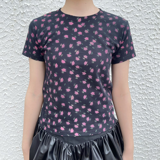 ditzy tee / black / エアブラシグラフィックTシャツ