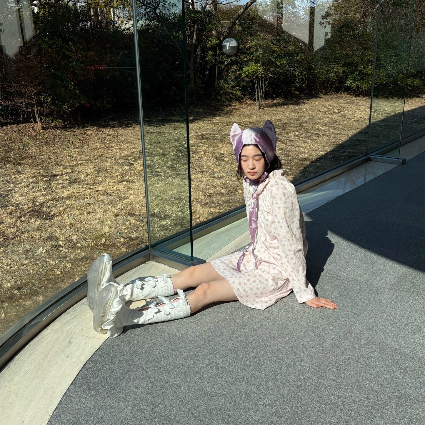 LITTLE NANA'S DRESS / PINK / フラワーパターンギャザーミニドレス