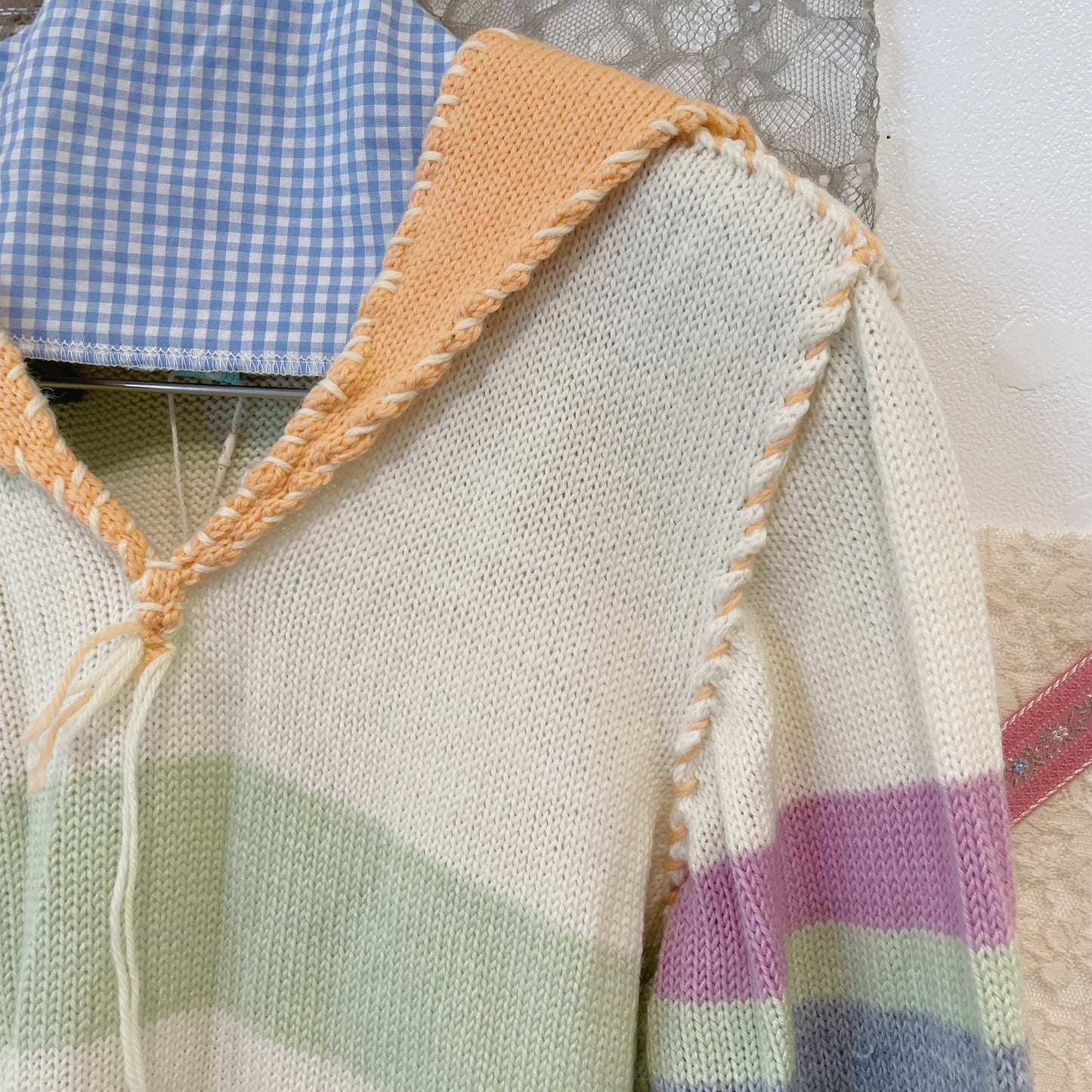 knit sailor jumper / Cream mix / ニットセーラートップ
