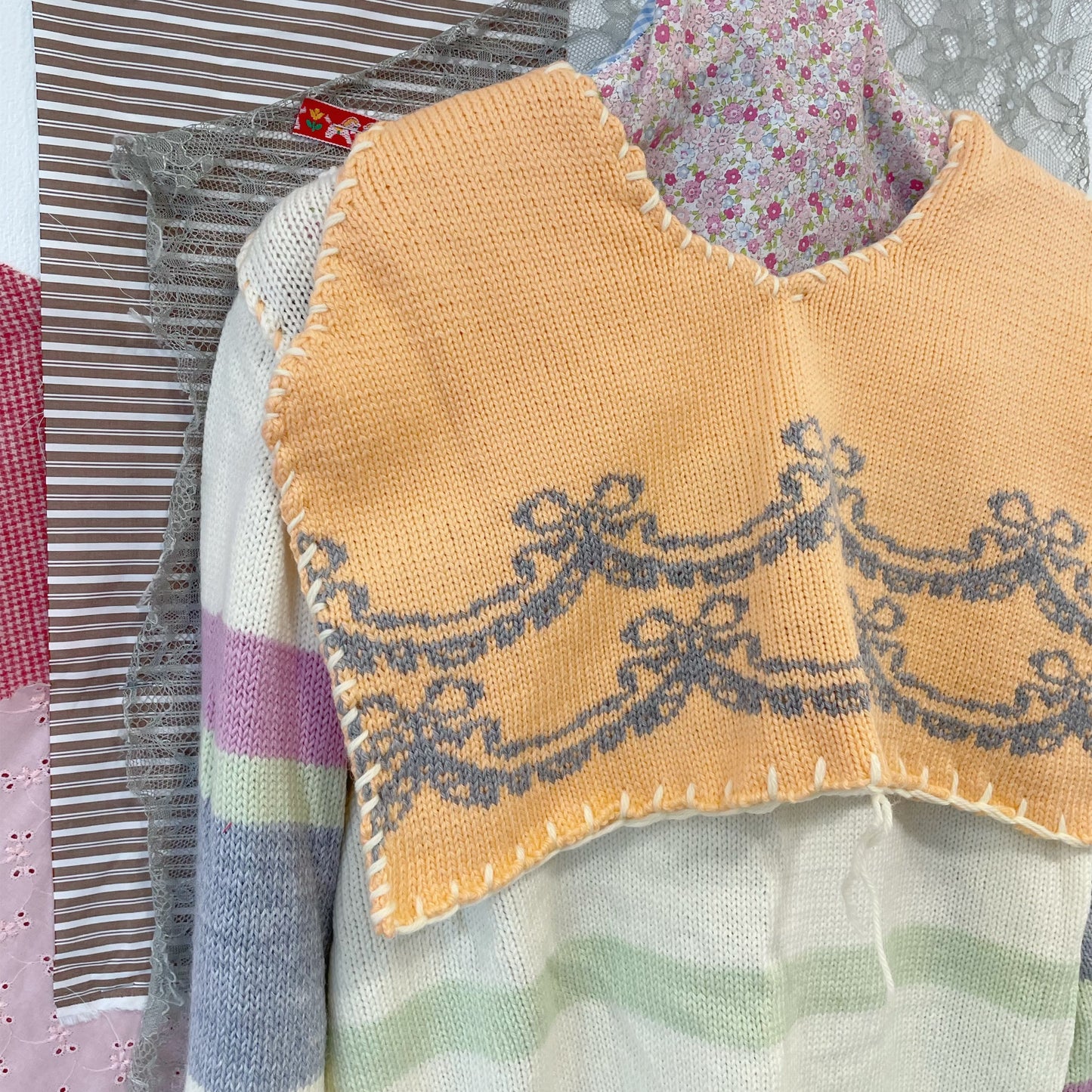 knit sailor jumper / Cream mix / ニットセーラートップ