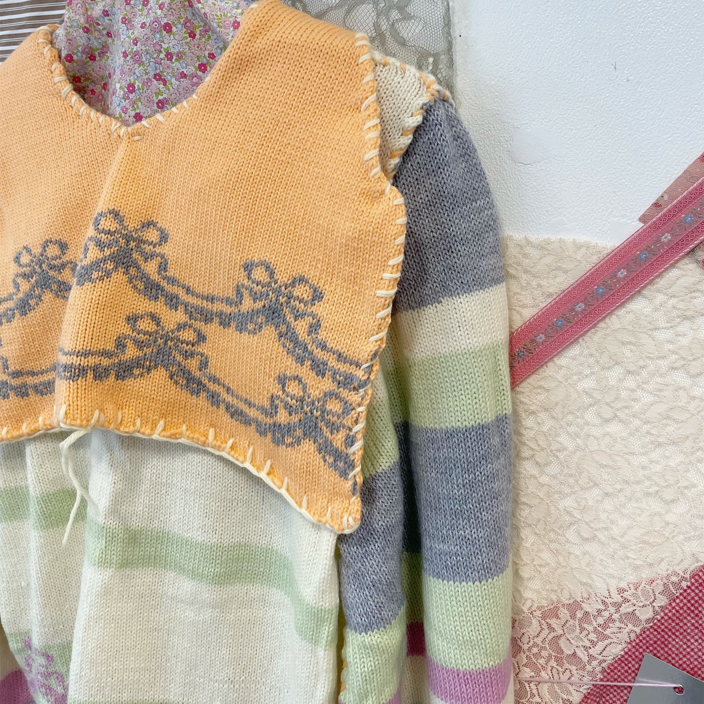 knit sailor jumper / Cream mix / ニットセーラートップ