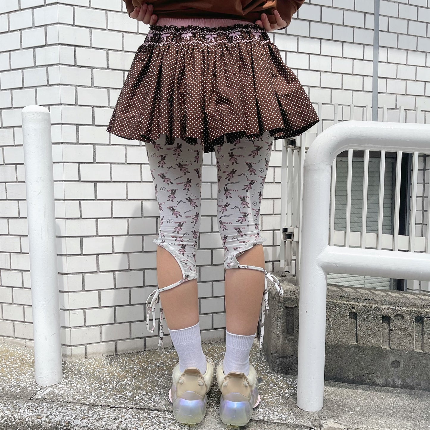 Little bunnies long leggings / Pink / リトルバニーパターンレギンス