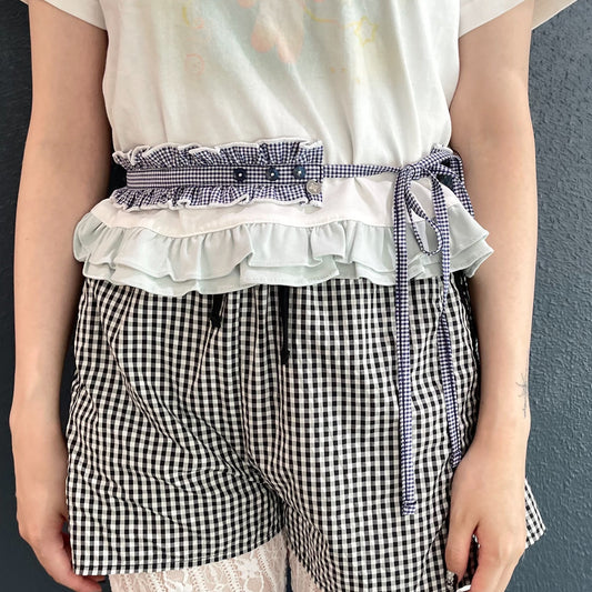 Ruffled Button Belt / Blue / ラッフルボタンベルト