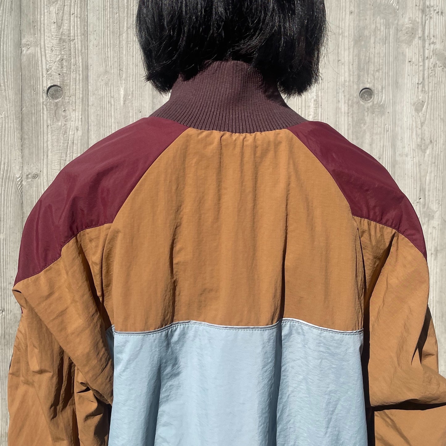 SWITCHING NYLON ONE-PIECE / MUSTARD x BLUE / 切り替えナイロンワンピース