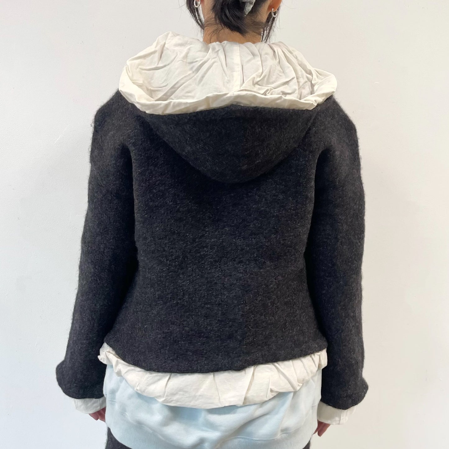 fulling hoody / charcoal gray / 縮絨ニットフーディー