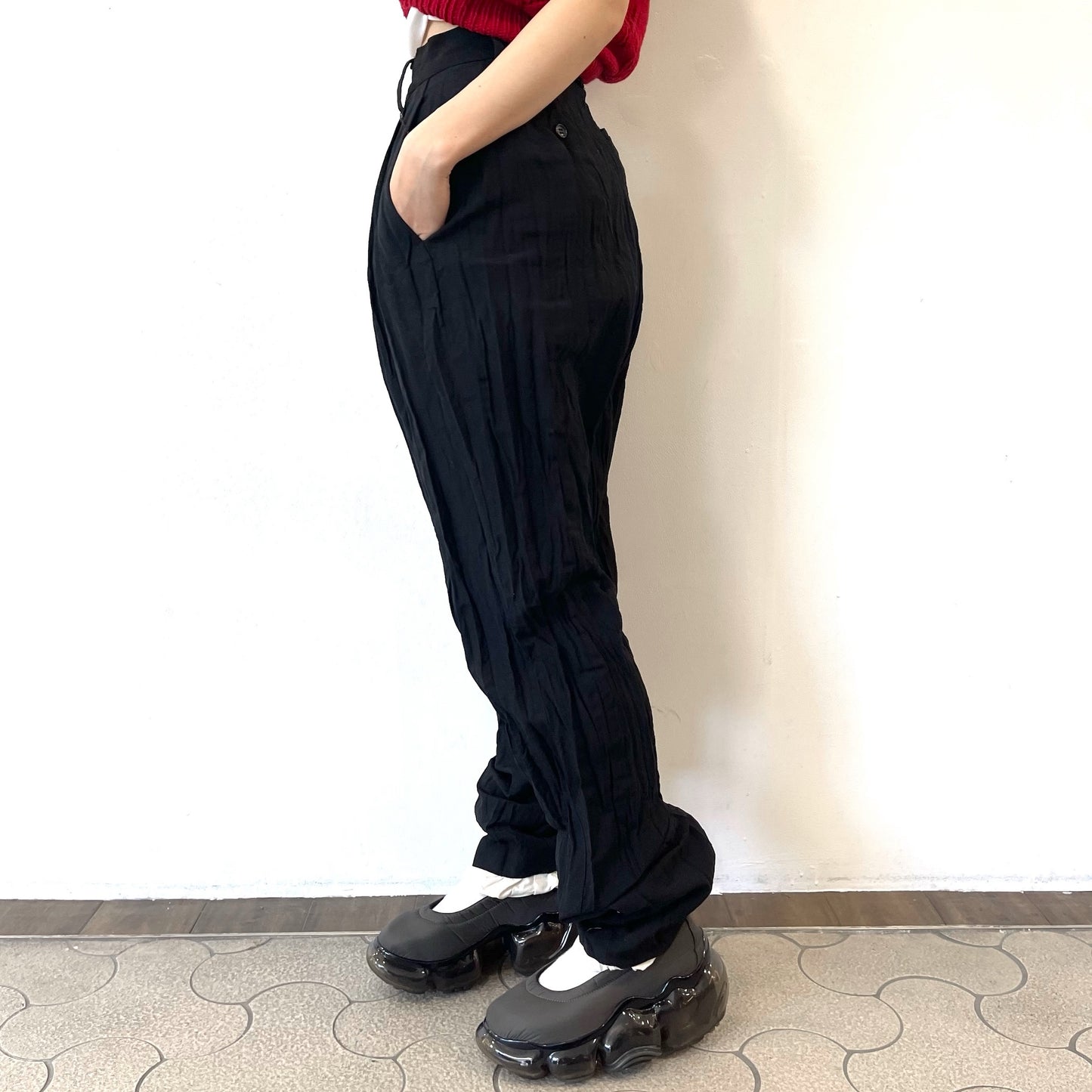 fulled pants / black / ウォッシュ加工パンツ