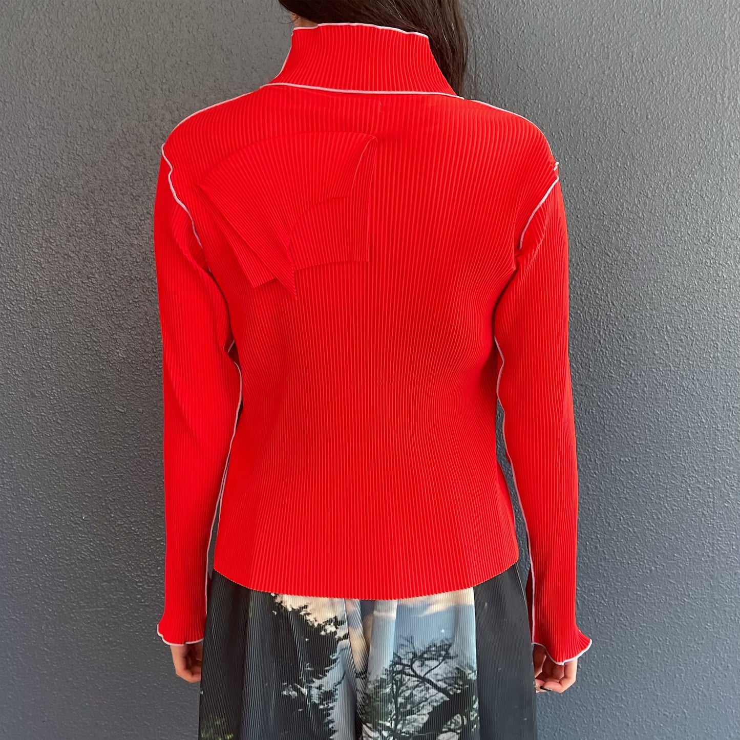 TODO WAVE LONG SLEEVE TOP*HIGH NECK TYPE / RED / ウェーブロングスリーブトップ