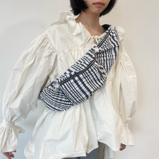 Crash baby body bag / NAVY × WHITE / ギンガムチェックボディバッグ