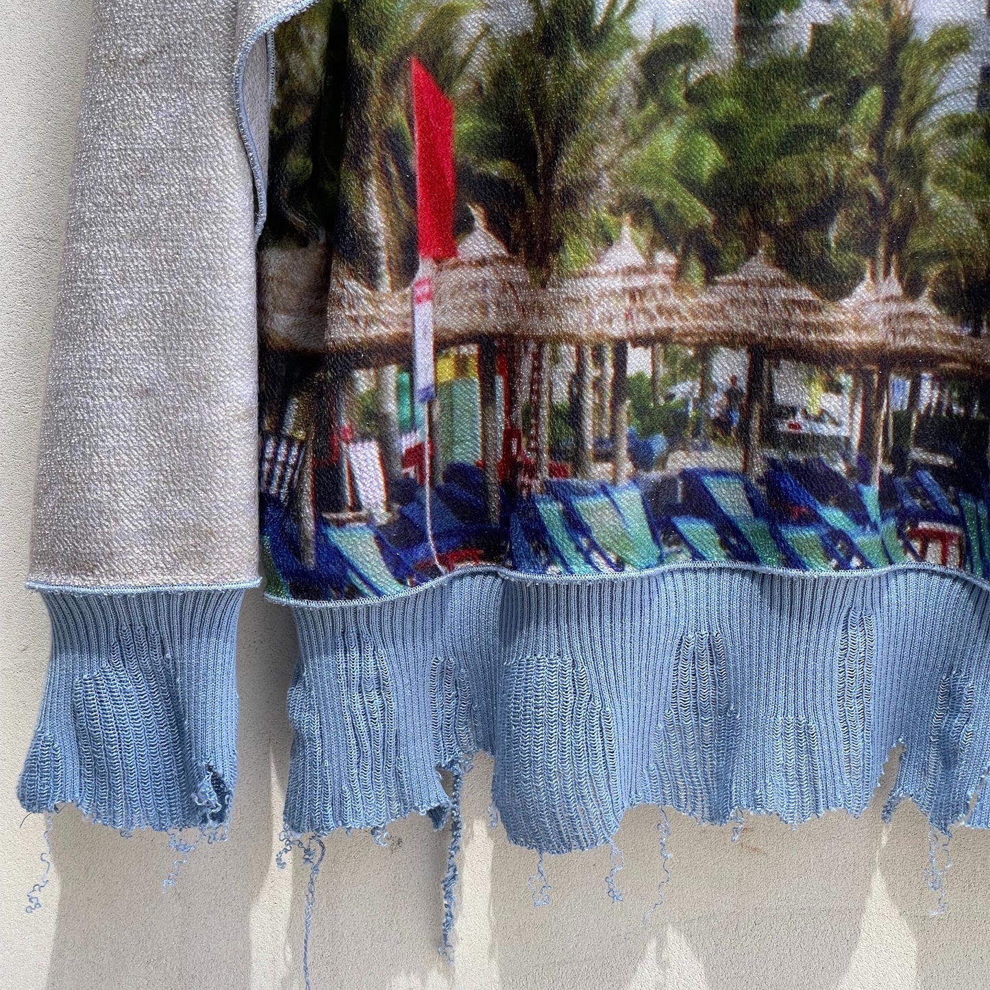 print sweat rib top / beach - blue / プリントスウェットリブトップ