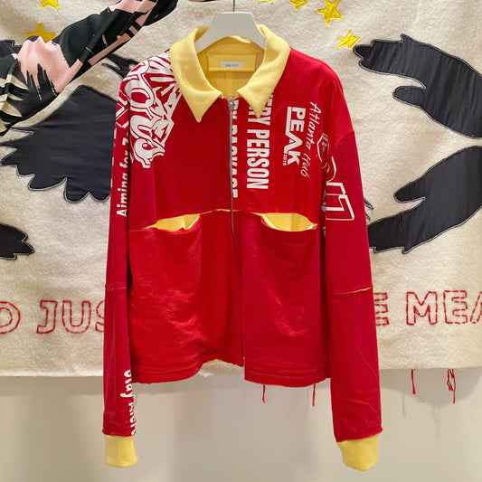 Fissure Drizzler Jacket / Yellow × Red / スウェットブルゾン