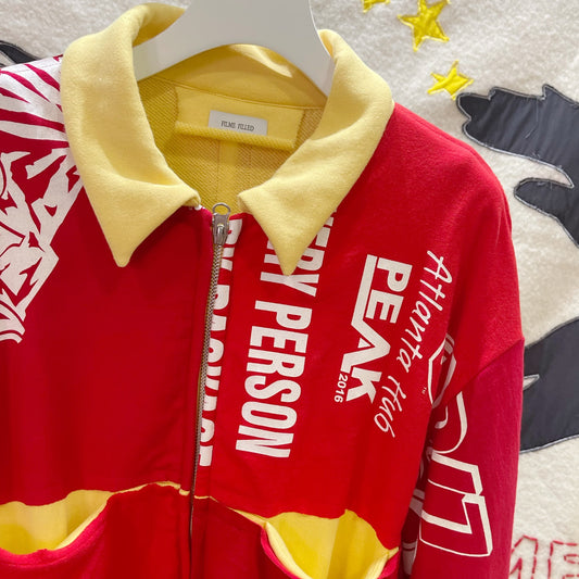 Fissure Drizzler Jacket / Yellow × Red / スウェットブルゾン