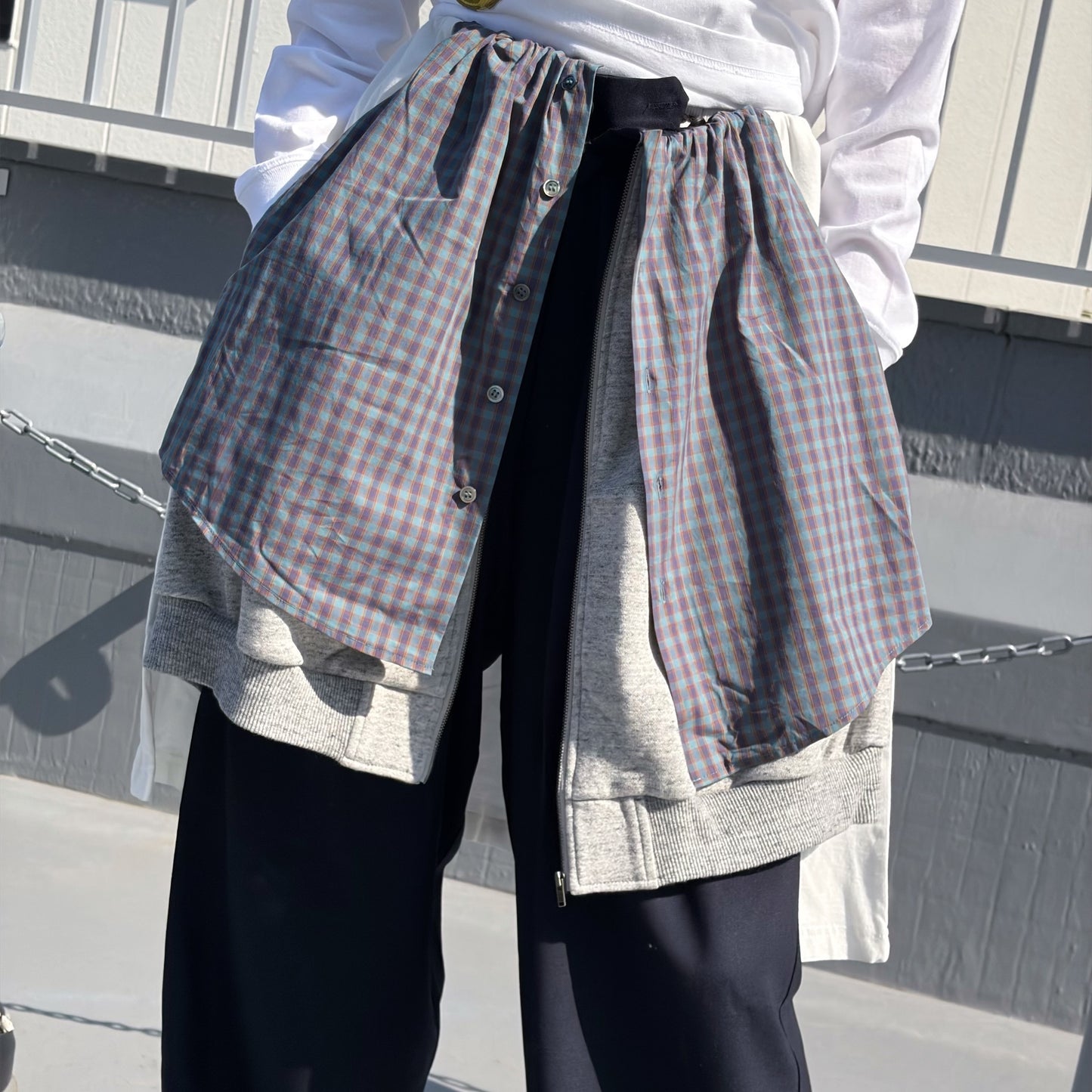 LAYERED PANTS / BLACK-GREEN / レイヤードパンツ