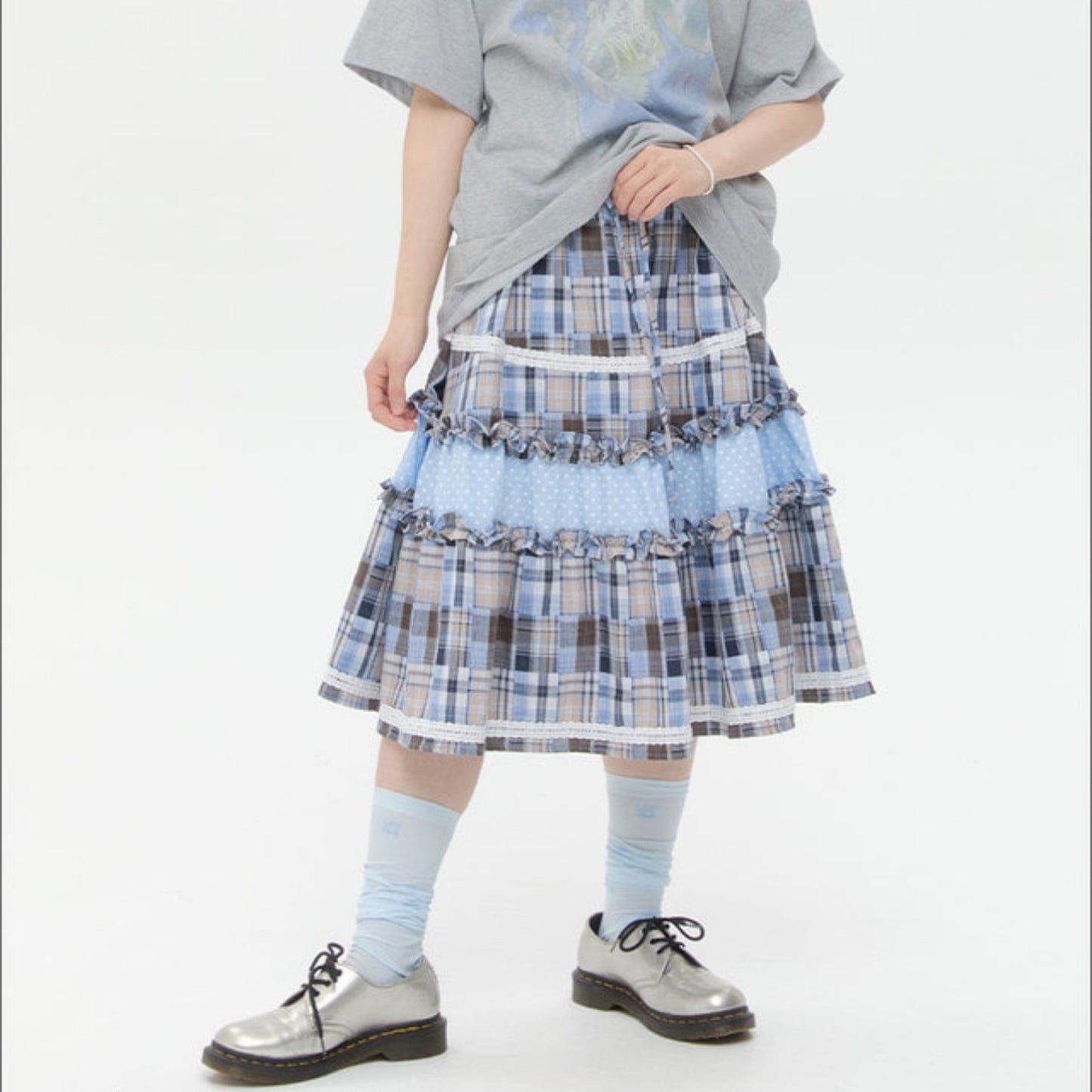 Web Knee Socks / Blue / グラフィックソックス