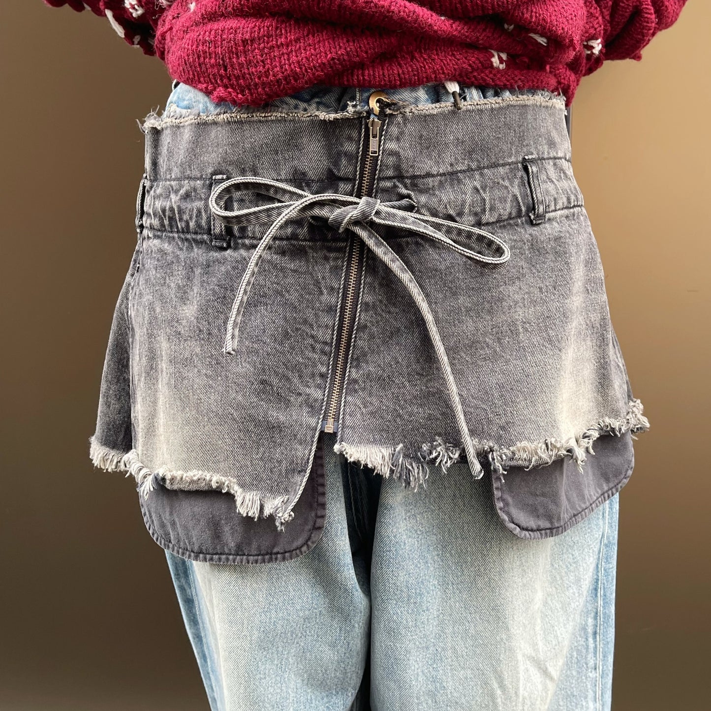 MINI CUT OFF DENIM SKIRT / BLACK / ショートデニムスカート