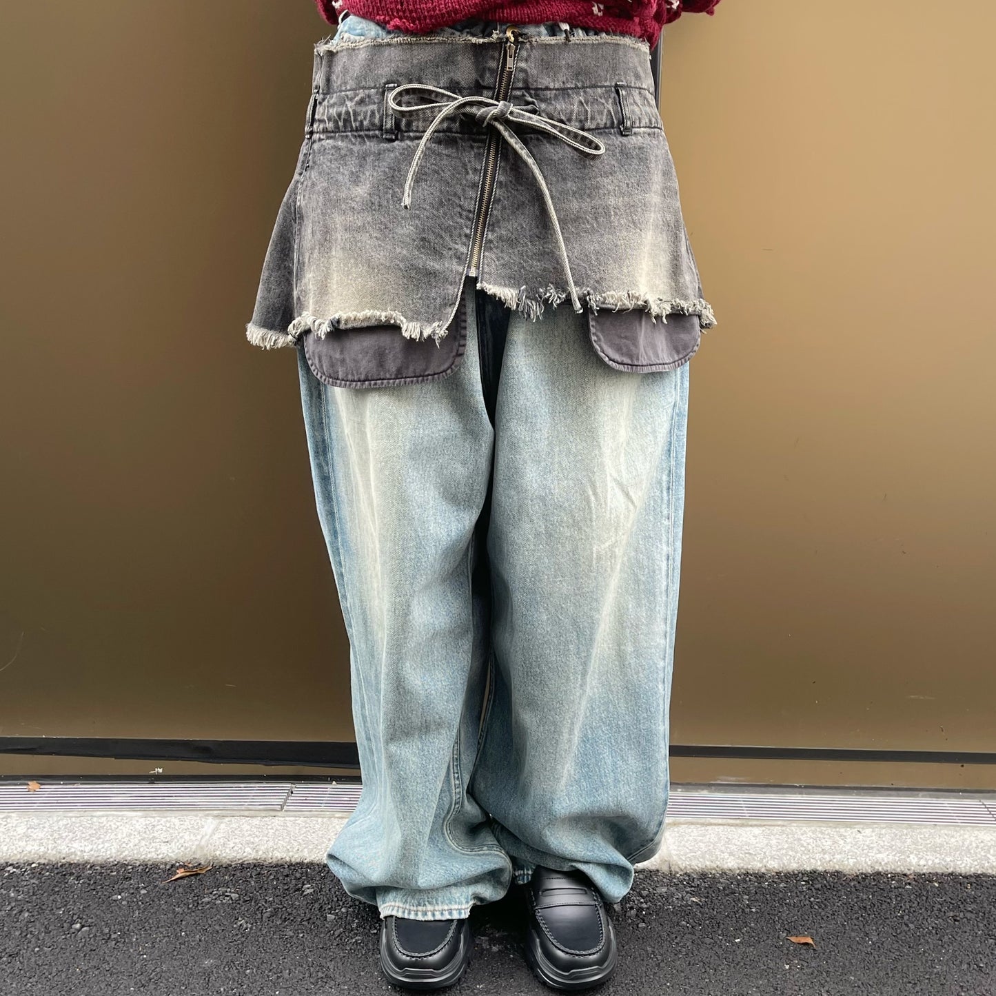 MINI CUT OFF DENIM SKIRT / BLACK / ショートデニムスカート