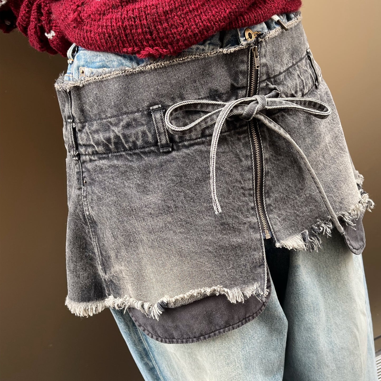 MINI CUT OFF DENIM SKIRT / BLACK / ショートデニムスカート