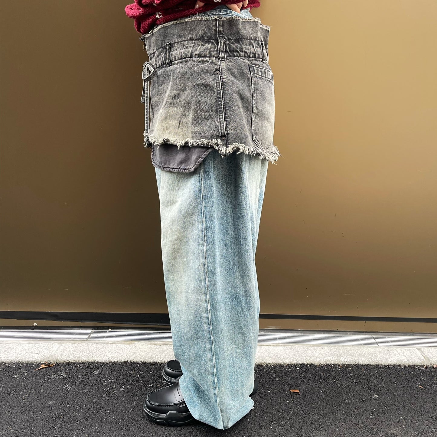 MINI CUT OFF DENIM SKIRT / BLACK / ショートデニムスカート